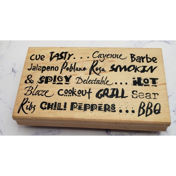 Printworks Tasty BBQ Background Wood Mounted Rubber Stamp JB2047 - Picture 1 of 7